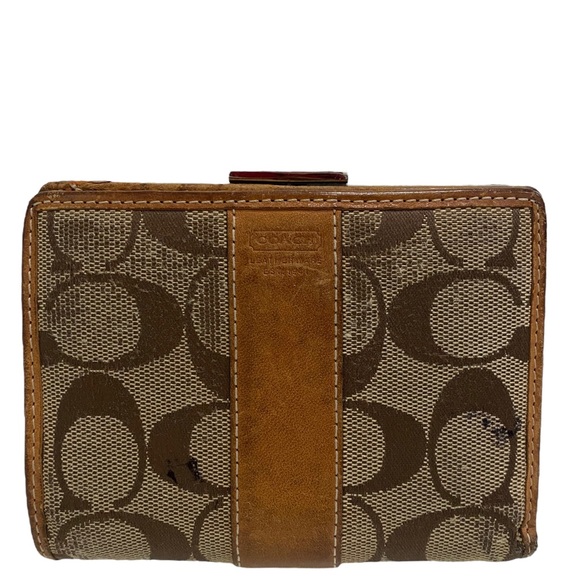 COACH brown KISSLOCK WALLET  - leather - fabric - monogram pattern - unisex - Picture 3 of 17